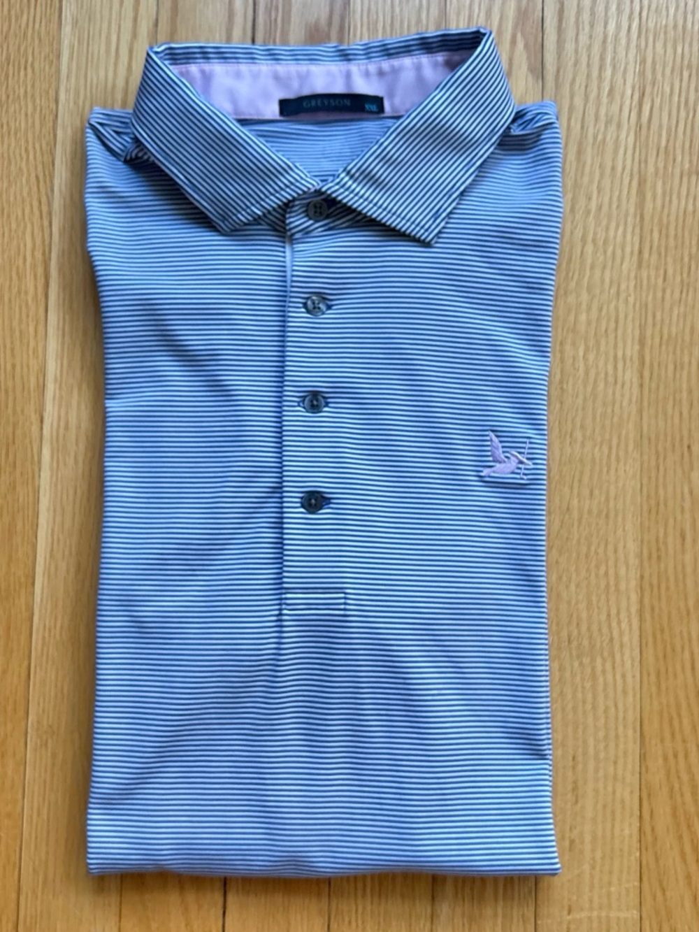 Greyson Men’s Short Sleeve Performance Polo Golf Shirt 2XL Blue White Stripes
